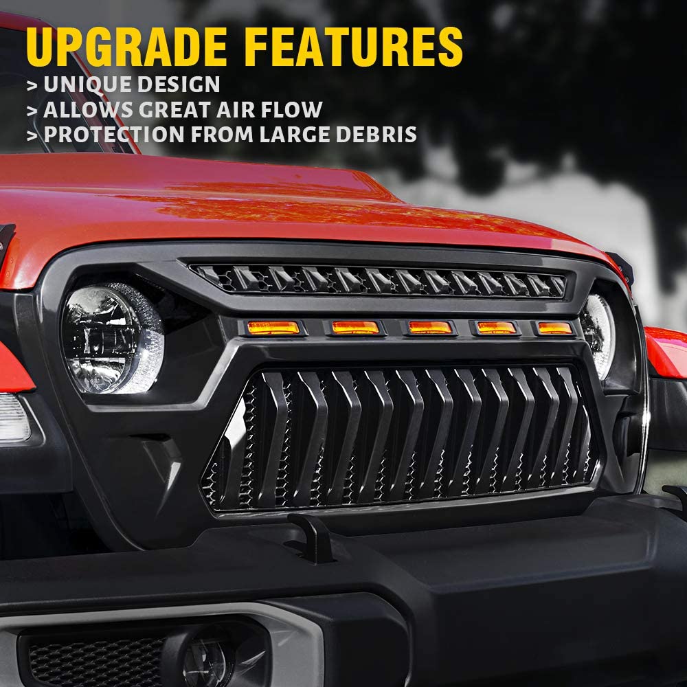 Replacement LED Grille For Jeep Wrangler JL + Jeep Gladiator JT - Angry Eyes Grille