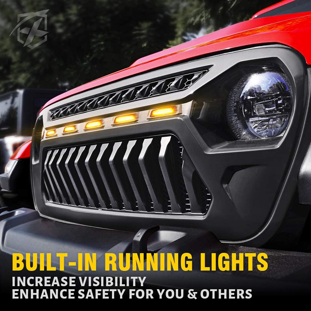 Replacement LED Grille For Jeep Wrangler JL + Jeep Gladiator JT - Angry Eyes Grille