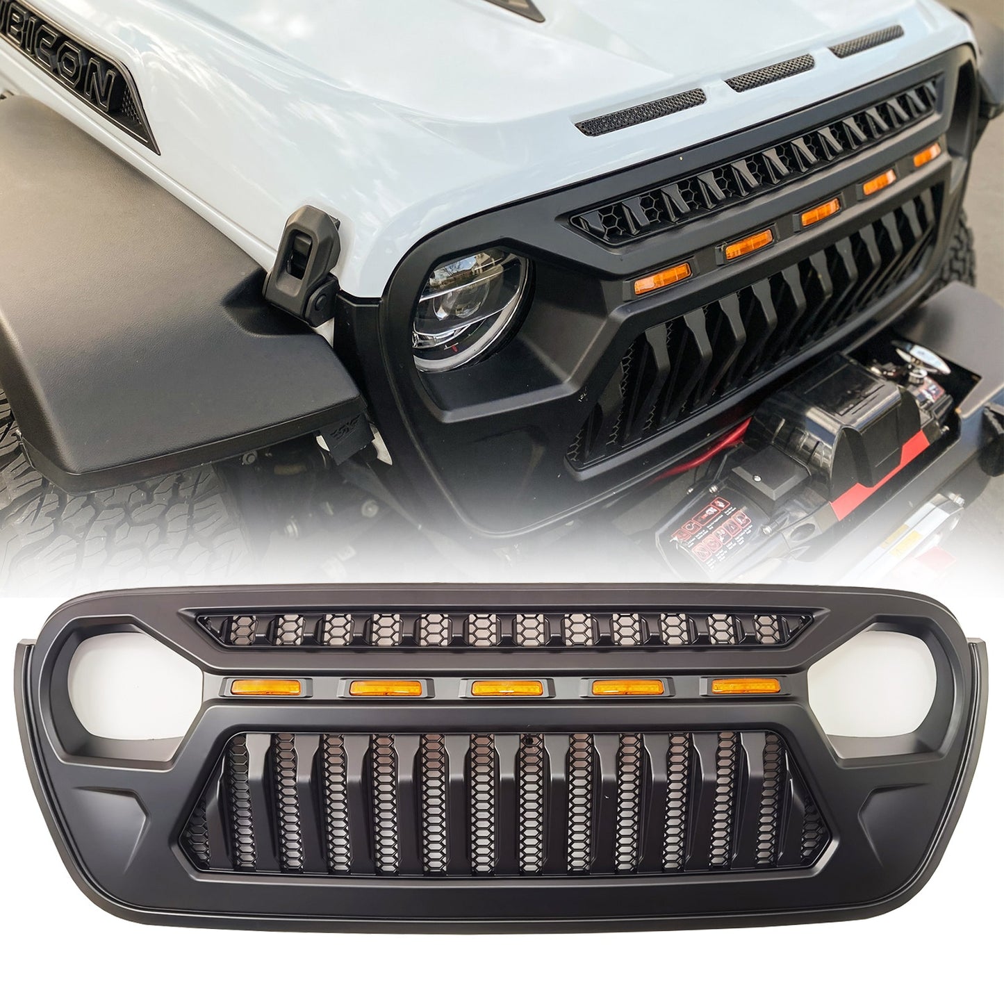 Replacement LED Grille For Jeep Wrangler JL + Jeep Gladiator JT - Angry Eyes Grille