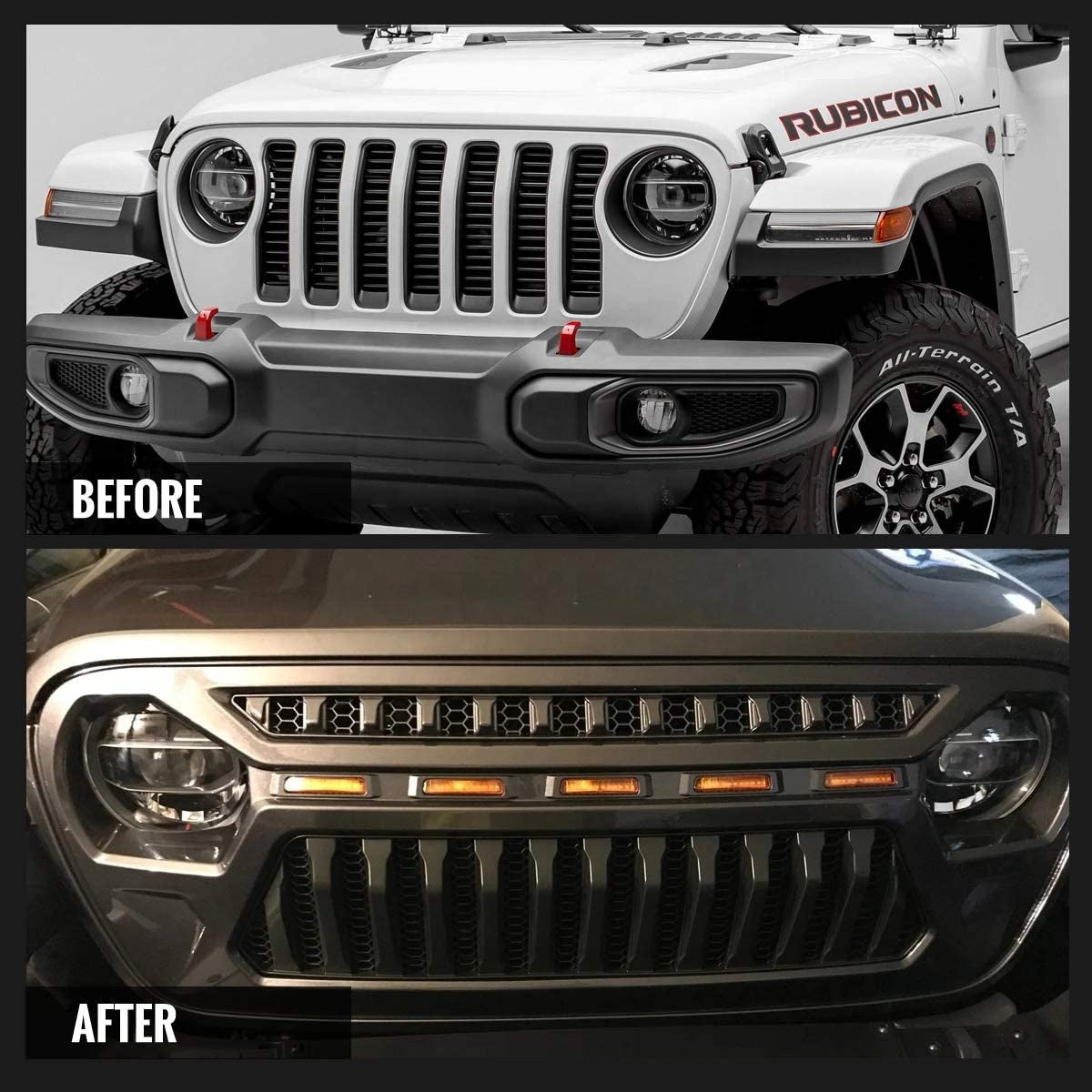 Replacement LED Grille For Jeep Wrangler JL + Jeep Gladiator JT - Angry Eyes Grille