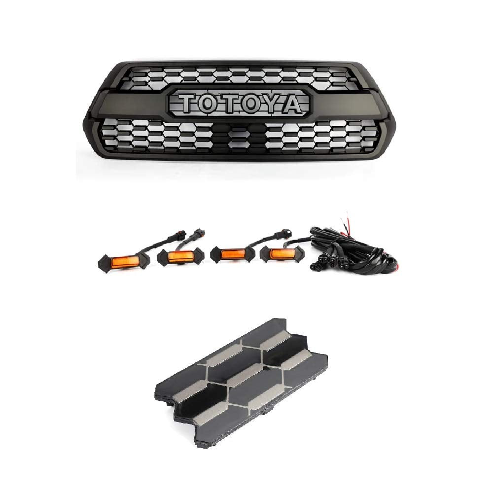 2016+ Toyota Tacoma TRD Pro Style Grille + Amber LED Lights + Sensor Garnish