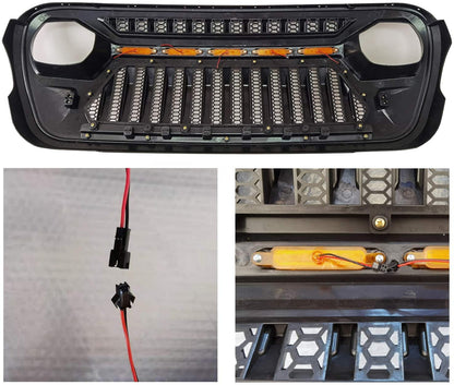 Replacement LED Grille For Jeep Wrangler JL + Jeep Gladiator JT - Angry Eyes Grille